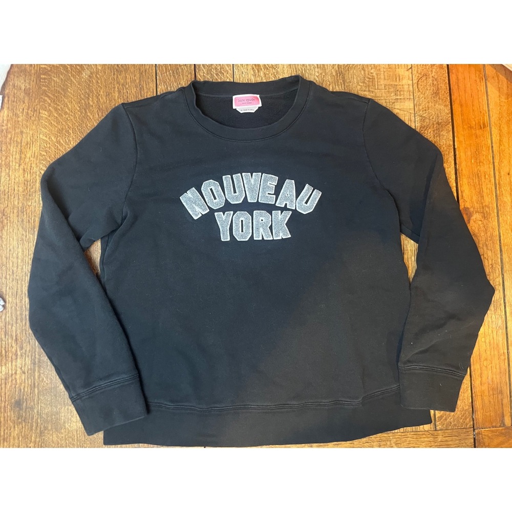 Kate Spade Nouveau York black sweatshirt Size M appliqué terry cheeky preppy